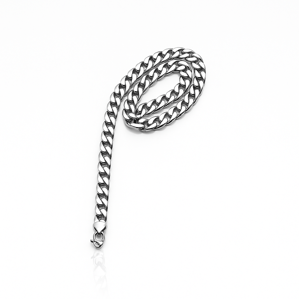 Men's Medium Cobra Silver Chain – 4mm Width, 22-Inch Length – Classic Twisted Design - Image 1