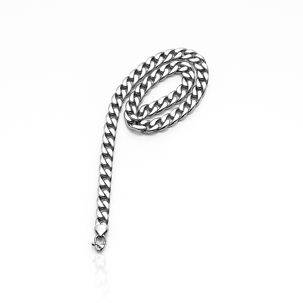 Men's Medium Cobra Silver Chain – 4mm Width, 22-Inch Length – Classic Twisted Design
